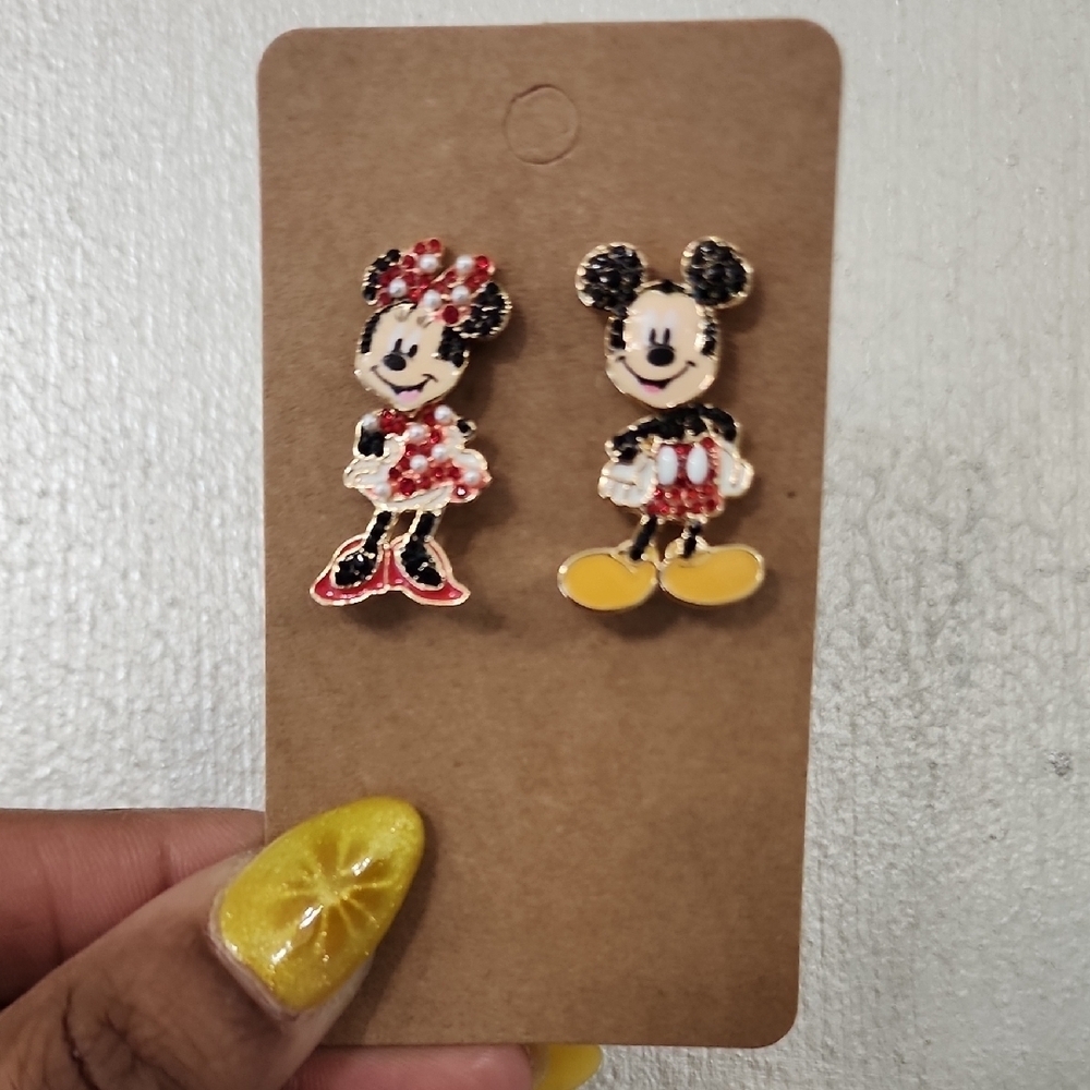 Mickey and Minnie Mouse Earrings Red, Yellow, Black NWOT